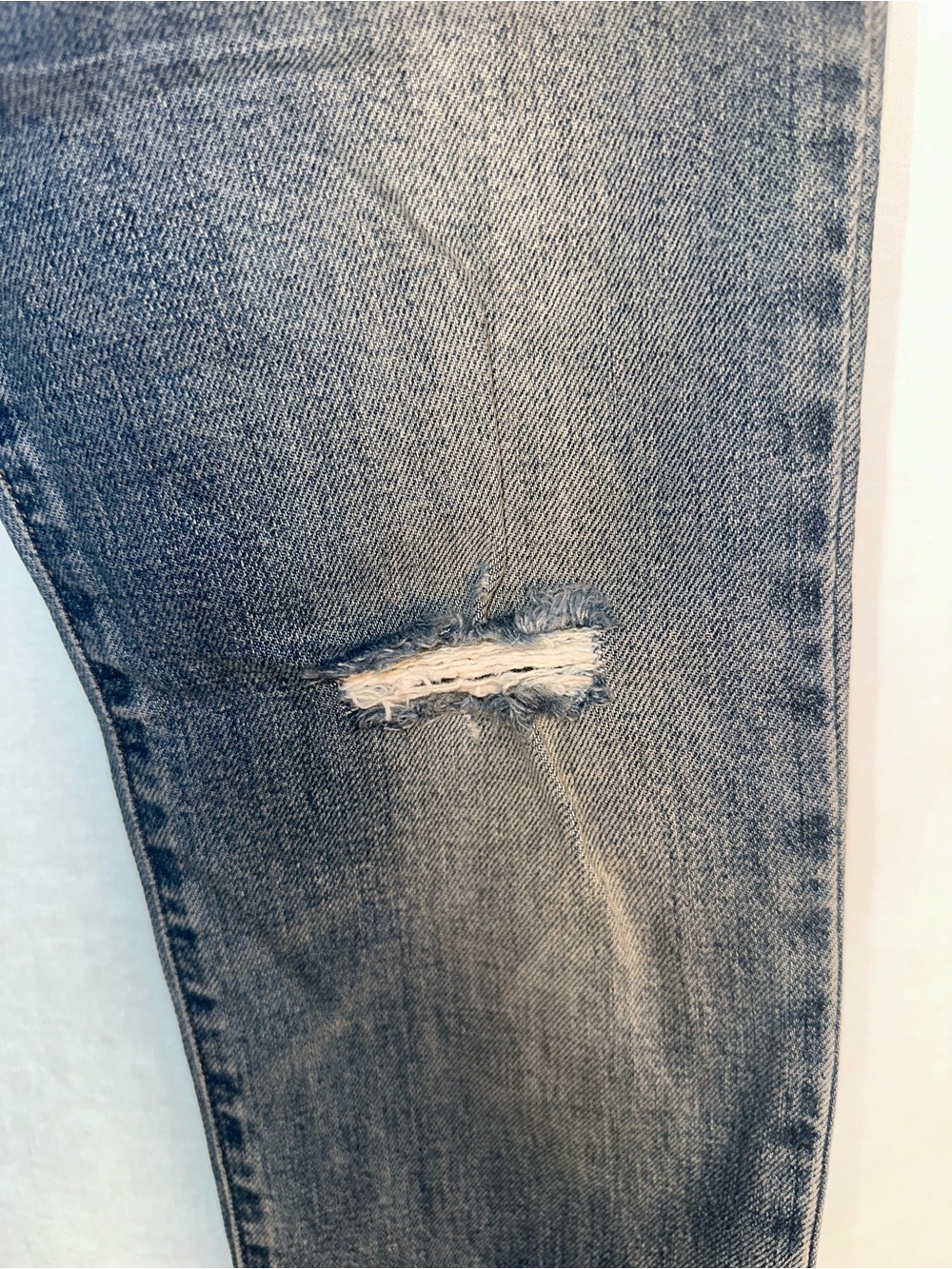 Balmain Men's Slim Jeans in Faded Blue Wash with distressing details (PM100204) - Picture 4 of 11